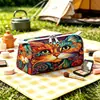Bolsa de maquillaje de terciopelo para productos nuevos transfronterizos Temu Amazon, bolsa de almacenamiento portátil con estampado de gato, organizador de viaje con doble cremallera