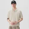 Camisa Polo Retro de Cor Pura com Manga Curta para Homens, Novo Estilo Verão 2026, Top Versátil de Tricô com Gola