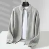 Cárdigan de Terciopelo Baicai de Lana Pura para Hombre con Cuello Alto y Cierre Completo Otoño/Invierno Nuevo Estilo Casual Versátil Suéter de Punto Base