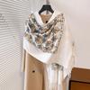 Otoño e Invierno Nuevo Bufanda Cálida de Cachemira Bordada para Mujer Estilo Étnico Retro Artístico Hilado Core-spun Decoración de Borlas