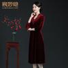 Vestido de terciopelo para madre de la novia Chen Miaoyan primavera y otoño nuevo de alta gama vestido de novia para suegra fabricantes venta al por mayor