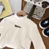 Camiseta básica de cuello alto para niños De Rong para combinar con todo, camiseta de manga larga de dibujos animados para niños de otoño e invierno, top casual para bebés y niños pequeños y medianos