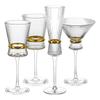 Taça de Vinho Tinto Borda Dourada Vela Nuvem Listra Vertical Cintura Dourada Cálice Taça de Coquetel Copo de Água Listra Vertical