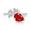 Joyería más vendida en transmisión en vivo: Anillo de flor de hielo y aro de zanahoria para mujer, diamante de alto carbono súper brillante, electrochapado en oro real, anillo moderno y lindo