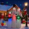 Muñeco de Nieve RGB Tres Hermanos Luz LED Parpadeante Decoración Inflable de Navidad Arreglo para Patio Exterior Inflable