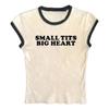 Camiseta de verano con cuello redondo y manga corta para mujer, con estampado de letras y ombligo, estilo europeo y americano