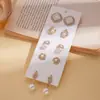 Conjunto de Dez Peças de Brincos Geométricos Irregulares Estilo Europeu e Americano com Strass e Pérolas Artificiais, Luxo Leve, Alta Qualidade, Brincos Exquisitos para Mulheres