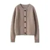 25 Cardigan de Tricô de Lã Outono/Inverno Bege Torcido Casaco Grosso Feminino 100% Lã Estilo Vintage Suéter Artístico