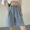Shorts Jeans de Tencel para Mulheres, Verão Fino de Cintura Alta Fluido Versátil Emagrecedor Casual, Shorts Largos Soltos Comprimento do Joelho