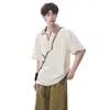 Look de dos piezas en Lyocell Camisa tipo polo de manga corta para hombre, verano simple versátil casual moderno marca bloques de color camiseta texturizada