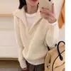 Suéter tejido de lana pura para mujer, con cuello grande estilo coreano, moderno y rejuvenecedor, engrosado para usar como prenda exterior, con un aspecto de alta gama y elegante