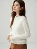 Suéter de punto de cachemira 100% pura para mujer, cuello redondo, hombro regular, grosor doble de 7 hilos, estilo simple, versátil, capa base