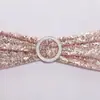Suministro directo de fábrica en decoración de hotel y boda al por mayor funda de silla de spandex respaldo de arco flor tira de lentejuelas