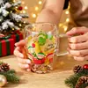 Taza de Vidrio de Doble Capa con Muñeco de Nieve de Papá Noel Borosilicato Alto Resistente al Calor Transparente Vaso de Agua Taza de Oficina para el Hogar Venta al por Mayor