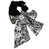 Bow Tie Headwear Mulheres Estilo Francês Retro Floral Intestino Grande Cabelo Anel Ball Head Tie Cabelo Fita Headline Low Pony Tail Acessórios de cabelo