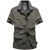 Camisa de Manga Corta de Verano para Hombre, Camisa de Algodón 95 Pulgadas para Hombre de Verano, Color Sólido Talla Grande Camisa Militar Transfronteriza 1391