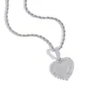 Colgante de Corazón de Plata 925 Hip Hop Europeo y Americano Joyería de Comercio Exterior Rap Completo Zirconio Encaje Corazón Colgante S925