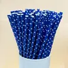 Pajitas de Papel Azules en Stock Pajitas Desechables Coloridas Decorativas Creativas Pajitas para Postres Bebidas Fiestas Té con Leche