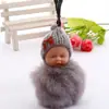 Llavero de Muñeca Durmiente Linda de Imitación de Piel de Conejo Rex Hecha por el Fabricante Colgante de Bola de Pelo para Bolso de Bebé Niña Durmiente Linda Regalo