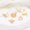 Base de Pingente DIY Hexagonal com Asa de Libélula Letra D Banhada a Ouro 14K Micro-Incrustada Zircônia Sintética