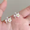 Brincos de Concha Flor com Cravação de Diamantes Estilo Mori Pequenos e Doces para Mulheres Coração de Menina Delicados Elegantes Estilo Fada Brincos Versáteis