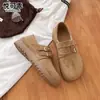 Zapatos Birkenstock de cuero genuino de suela plana de cobertura total para mujer, nuevo modelo de otoño 2026, mocasines de suela blanda, zapatos de un solo uso deslip-on de doble uso