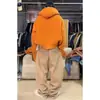 Cardigã suéter curto com capuz para homens e casais, laranja, moderno, outono e inverno, atacado de fábrica transfronteiriço