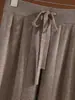 Pantalones de Punto 100% Lana Pura de Pierna Ancha para Mujer, Otoño/Invierno de Cintura Alta Favorecedores, Caída Recta, Largo hasta el Suelo, Casual