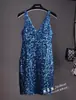 Vestido de tirantes con lentejuelas sin mangas, cuello en V doble, espalda descubierta, sexy, para escenario, suministro instantáneo de dinero neto, distribución Taobao