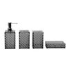 Baño plástico de cuatro piezas transparente cuadros diamante fábrica mayoreo baño enjuague bucal soporte para cepillo juego de cuatro piezas