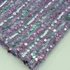 Tela Bordada de Malla con Lentejuelas Rectas Pieza Colgante de 5 mm Tela Bordada Fantasía con Lentejuelas