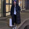 Casaco de Penas 90 Penugem de Pato Branco Forrado com Fleece Inverno Feminino Comprimento Médio Acima do Joelho Estilo Coreano Solto Espessado Estilo Coreano Estudante Exame de Arte Jaqueta de Penas