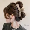 Pinza de garra de felpa floral grande para cabello grueso, pinza de pelo tejida de alta gama para otoño e invierno, nuevo pinza de tiburón 2026 accesorio para el cabello para mujer