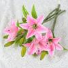 Mayorista Fabricante Boda Decoración Hogar Flores Falsas 1 Flor 2 Capullos Mini Sencilla Tacto Película 3 Cabezas Flor Artificial Lirio