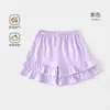 Shorts de Verano para Niñas Elegantes de Color Sólido Pantalones con Volantes y Encaje para Niñas Ropa Exterior Dulces Versátiles Pantalones Casuales para Niños Pequeños Modernos