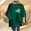 2026 Novo Estilo Comprimento Médio Estilo Coreano Solta Tamanho Grande Casual Redutor de Idade Manga Curta Camiseta para Mulheres, Moda Versátil Roupa de Verão