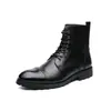 Nueva colección de otoño: Botas de cuero de caña alta con cordones, estilo británico retro, talla grande para hombre, botas de trabajo de media caña de moda estilo motociclista