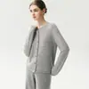 Kang Sai Ni 100% Caxemira Feminino Outono/Inverno Novo Gola Redonda Estilo Coreano Simples Tricô Renda Cardigan Manga Longa Peça de Exterior