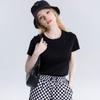 Nova Camiseta de Algodão Mercerizado de 15 Cores Dupla Face 80 Fios para Mulheres Branca Manga Curta Verão Solta Gola Redonda V Top Camiseta para Usar por Baixo