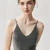 Camisole de malha Conseni 100% cashmere com decote em V, um top feminino simples e versátil, perfeito como uma elegante camada interna, disponível para atacado