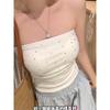 Estilo Coreano Pura Luxúria Garota Quente Top Tubo Quente com Diamantes Feminino de Verão Roupa Íntima Curta Sexy Sexy com Bojos e Costas Bonitas
