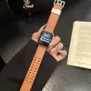 Correa de Reloj Crowxin Retro de Cuero Genuino Adecuada para Apple iWatch Décima Tercera Generación 10/987Ultra Doble Agujero Hebilla H