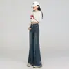 Nuevos jeans acampanados de verano con abertura y pajarita vintage para mujer, de cintura alta, corte ajustado, no se pegan, estilo bootcut
