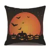 Funda de almohada de lino para Halloween funda de cojín estampada