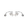 Pendientes de Rosca Redondos con Abalorios y Lazo de Diamantes Brillantes Tachuelas para Cartílago de la Oreja Hebilla Retorcida Pendientes de Moda Simples y Juveniles Estilo Coreano