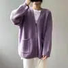 Suéter Versátil de Color Sólido Estilo Universitario Coreano para Mujer Ropa de Abrigo Primavera y Otoño Nuevo Aspecto Holgado Adelgazante Cárdigan de Punto Pequeño Fresco