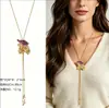 Cadena para Suéter de Collar Largo Geométrico, Accesorio de Lujo de Alta Gama, Versátil y de Moda, Colgante de Perla para Otoño e Invierno