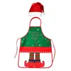 Nuevo delantal navideño transfronterizo con estampado de Papá Noel, utensilios de cocina, impermeable y a prueba de aceite, suministros para fiestas navideñas