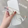 Gafas de Sol de Doble Puente y Montura Grande para Hombres y Mujeres, Gafas de Sol con Montura Completa de Metal, Protección Solar, Protección Uv380