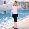 Traje de Baño para Niñas, de Manga Larga y Pantalón Largo, Traje de Baño de Dos Piezas para Niños Mayores, Listo para la Playa con Copas en el Pecho, Traje de Baño de Secado Rápido al por Mayor